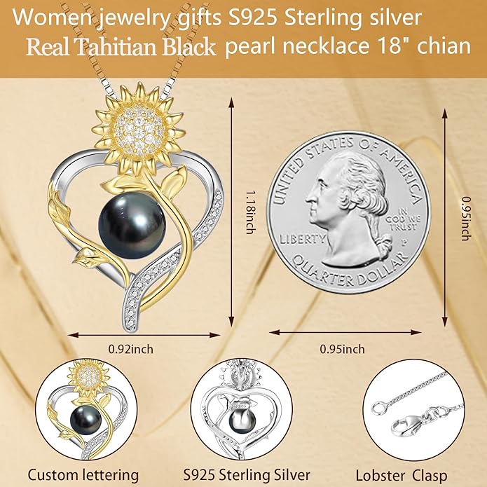 Anniversary Birthday Gifts for Wife Necklace for Women Jewelry Tahitian Black Pearl Necklace Valentine's Christmas Day Mothers Day Build Your Mom Wife Girlfriend Best Gifts for Women