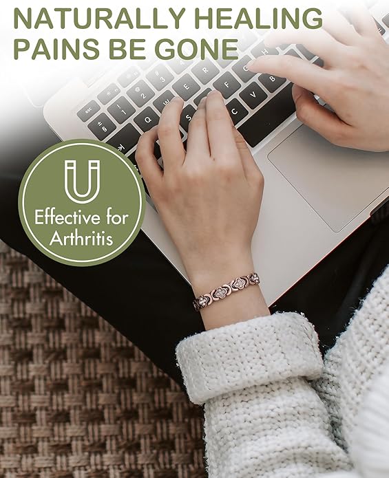 Feraco Pure Copper Bracelets for Women, Ultra Strength Magnetic Therapy Bracelet for Pain Relief with 3800 Gauss Magnets & Sparkling Cubic Zirconia, Adjustable, Infinite Clover Jewelry