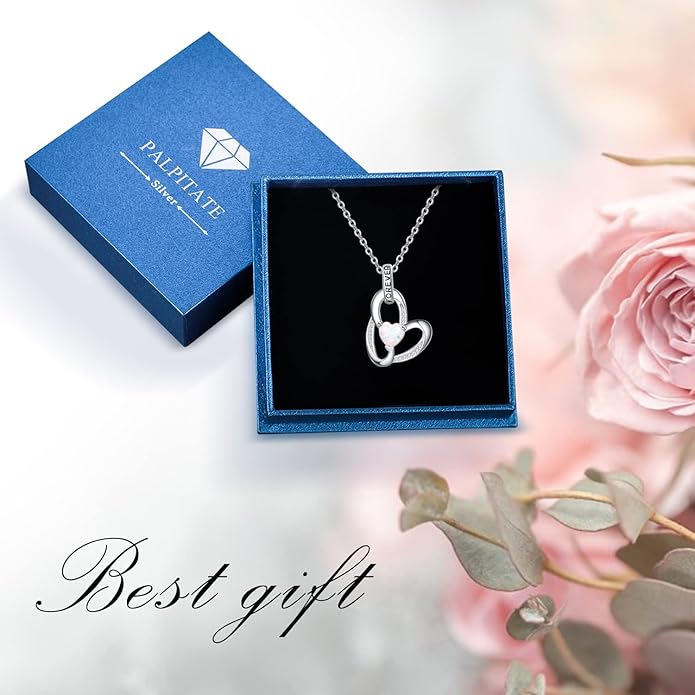 Palpitate Heart Necklaces for Women Forever Love Pendant Necklace Anniversary Valentine's Day Gifts for Lovers Wife Her Mom
