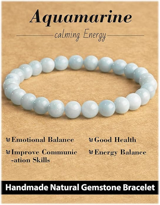 Handmade Natural Stone Beaded Stretch Bracelets,Healing Crystals Protection Bracelet,Spiritual Jewelry Gifts for Women & Men,Replacement Beads Included