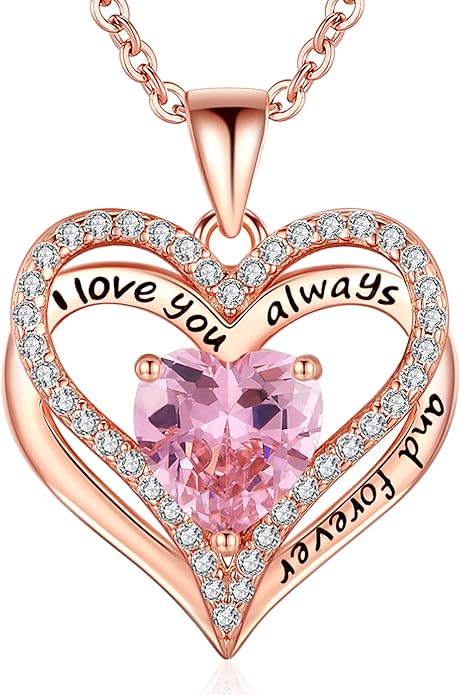 S925 Sterling Silver Necklace for Women, Wife Jewelry Rose Gold, Mom Birthday Valentines Mothers Day Gifts, Girlfriend Necklaces, Daughter Heart Jewel, Anniversary for Her