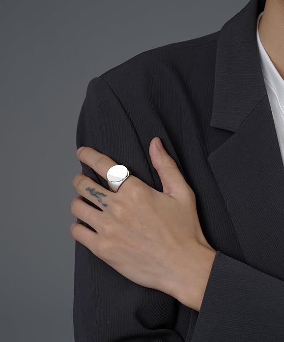 Stainless Steel Round Shape Classical Simple Plain Wedding Engagement Statement Pinky Band Signet Rings for Men Women Size 4-15