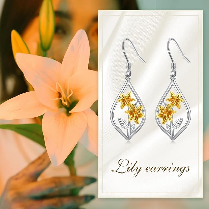 Scottish Thistle/Sunflower/Violet/Daffodil/Orchid Earrings Sterling Silver Flower Dangle Dangling Drop Boho Earrings Jewelry Gifts for Women