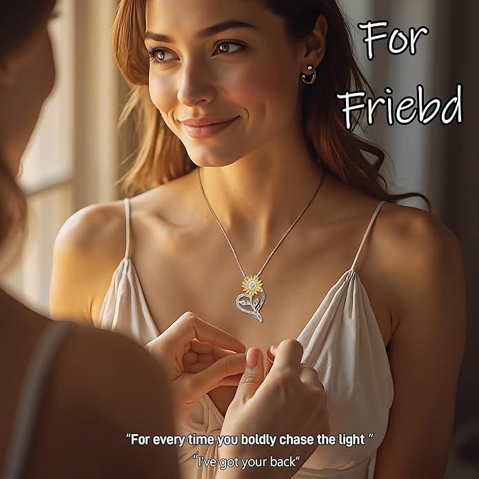 1 Carat Moissanite Sunflower Pendant Necklace | 'You Are My Sunshine' Engraved Heart Charm | 925 Sterling Silver | Radiant Anniversary, Wedding, Timeless Commitment Gift for Her