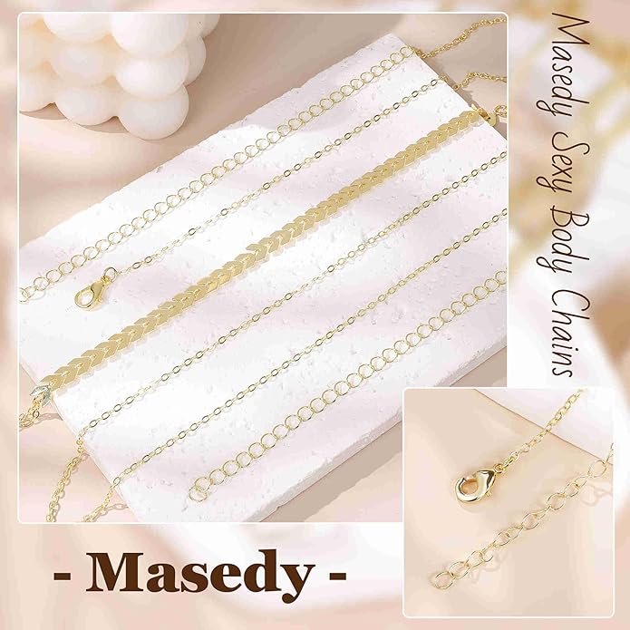 14K Gold Sexy Body Chains for Women Necklace Layered Bikini Bra Chain Crossover Belly Chain Rhinestone Summer Chest Chain Beach Prom Nightclub Body Chain Jewelry