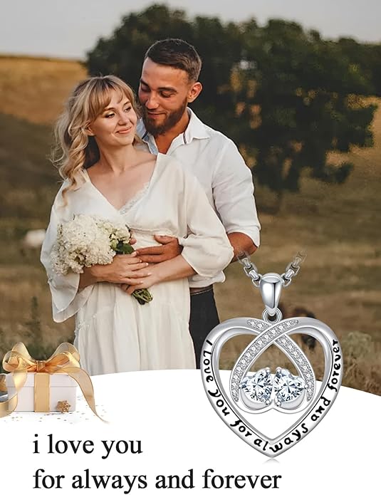 Birthstone Necklaces for Women I Love You for Always and Forever Heart Pendant Necklace Anniversary Jewelry Christmas Valentine Mothers Day Birthday Gifts for Her Wife Girlfriend