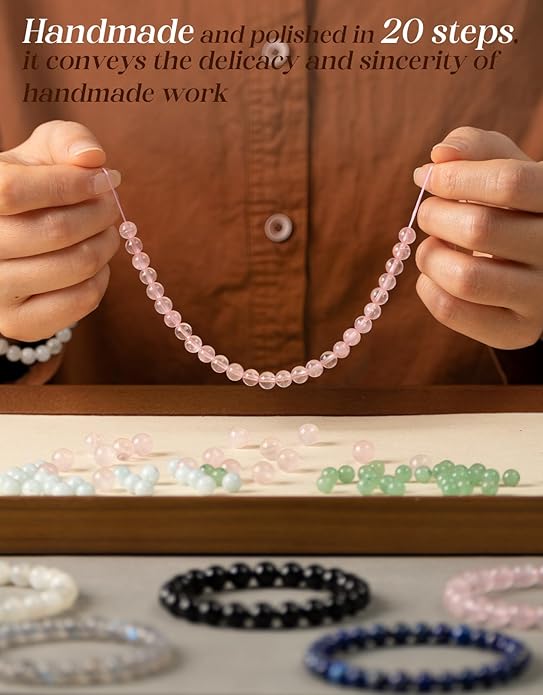 Handmade Natural Stone Beaded Stretch Bracelets,Healing Crystals Protection Bracelet,Spiritual Jewelry Gifts for Women & Men,Replacement Beads Included