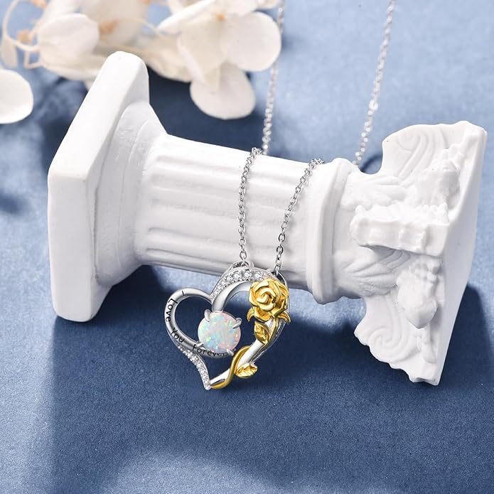 Palpitate Heart Necklaces for Women Forever Love Pendant Necklace Anniversary Valentine's Day Gifts for Lovers Wife Her Mom