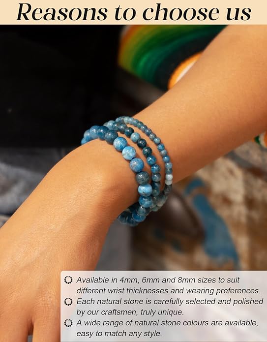 Handmade Natural Stone Beaded Stretch Bracelets,Healing Crystals Protection Bracelet,Spiritual Jewelry Gifts for Women & Men,Replacement Beads Included