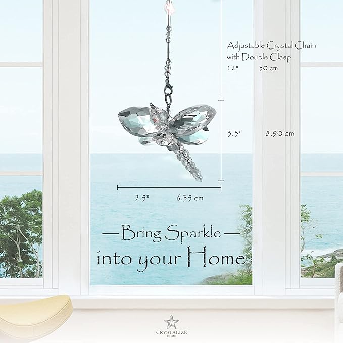 Dragonfly Gift - Crystal Dragonfly Charm - Rainbow Maker - Prism Suncatcher for Garden, Home, Car and Window Decor - Gifts for Mom and Grandma