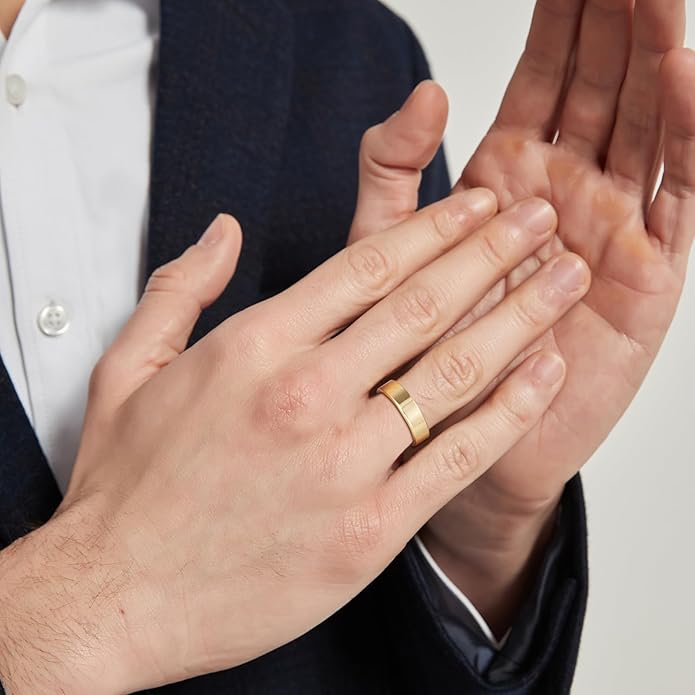 TRUMIUM 2mm 4mm 6mm Tungsten Rings for Women Men's Wedding Bands Gold Plated Beveled Edges Flat High Polished Comfort Fit Size 5-14