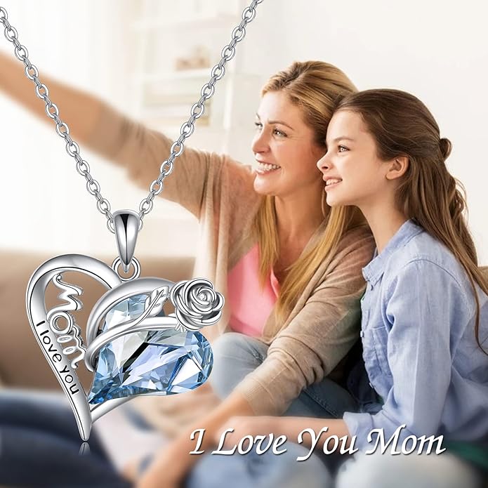 POPKIMI Sterling Silver Necklace Wolves/Elephants/Pandas/Penguins Pendant Necklace for Mom Daughter