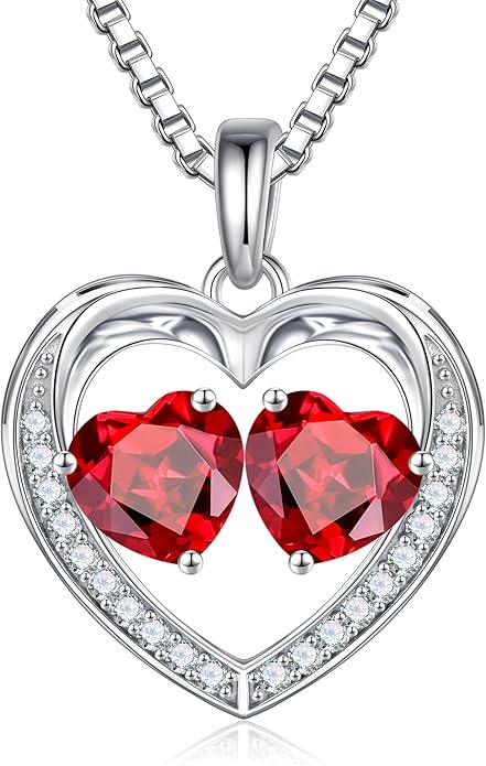 Iefil Birthstone Jewelry for Women - 925 Sterling Silver Birthstone Necklace, Anniversary Birthday Gifts for Women, Jewelry Gifts for Her Wife Mom Daughter