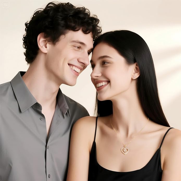 Full Moissanite Heart Necklace - No CZ! 2ct Vibrant Birthstone & 30 White Gems | 12 Month Gifts for Wife, Mom, Her | Anniversary, Valentine's Day, Mother's Day Jewelry