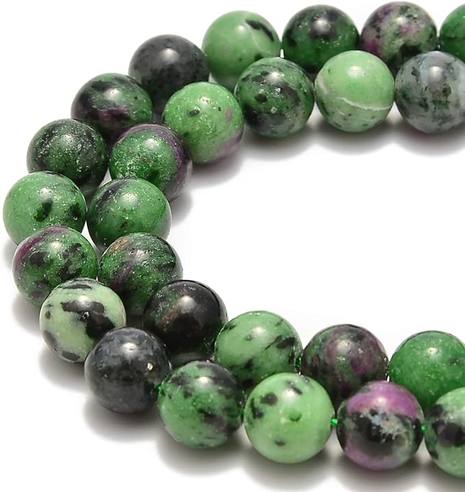45pcs 8mm Natural Ruby Zoisite Gemstone Round Spacer Loose Stone Beads for Jewelry Making 15.5" 1 Strand (Ruby Zoisite, 8mm 45Beads)