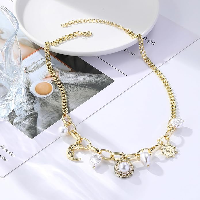Choistily Charm Necklace Dainty Gold Western Outfit Beach Jewelry for Women Trendy Cowgirl Accessories for Women Gold Bow Sea Shell Pendant Necklace Preppy Stuff Summer Jewelry 2025