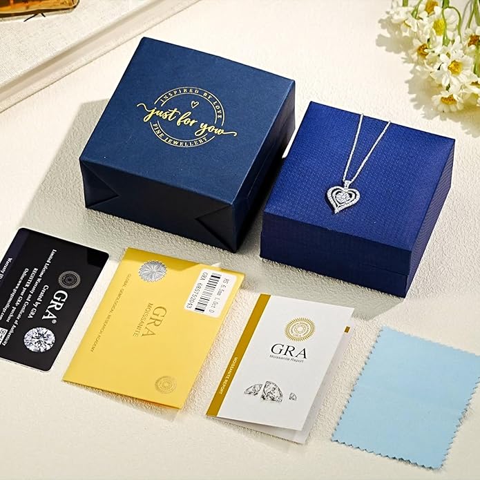 waitrose Moissanite Heart Necklace for Women Birthday Gifts for Wife S925 Sterling Silver Jewelry for Christmas Anniversary Valentine Birthday Gift for Her Girlfriend Mom