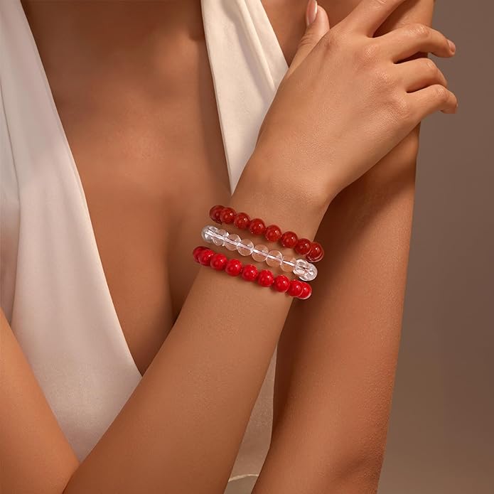 Healing Crystal Bracelets for Women Men 8mm Tiger Eye Hematite Black Obsidian Natural Stone Beaded Stretch Bracelet Triple Protection Handmade Gemstone Reiki Spiritual Jewelry Gifts