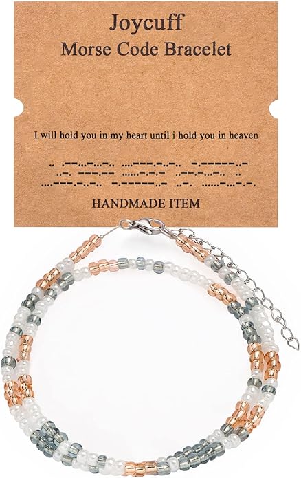 Birthday Gifts for Women Layered Morse Code Bracelets for Mom Aunt Friends Wife Her Beaded Strand Bracelet