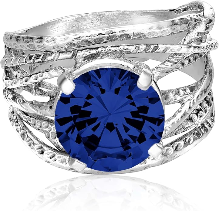 JEAN RACHEL JEWELRY 925 Sterling Silver Ring - Wrap Vintage Design with Prong Set Round Cubic Zirconia - Hypoallergenic, Lead & Nickel Free - Artisan Handcrafted Statement Rings for Women