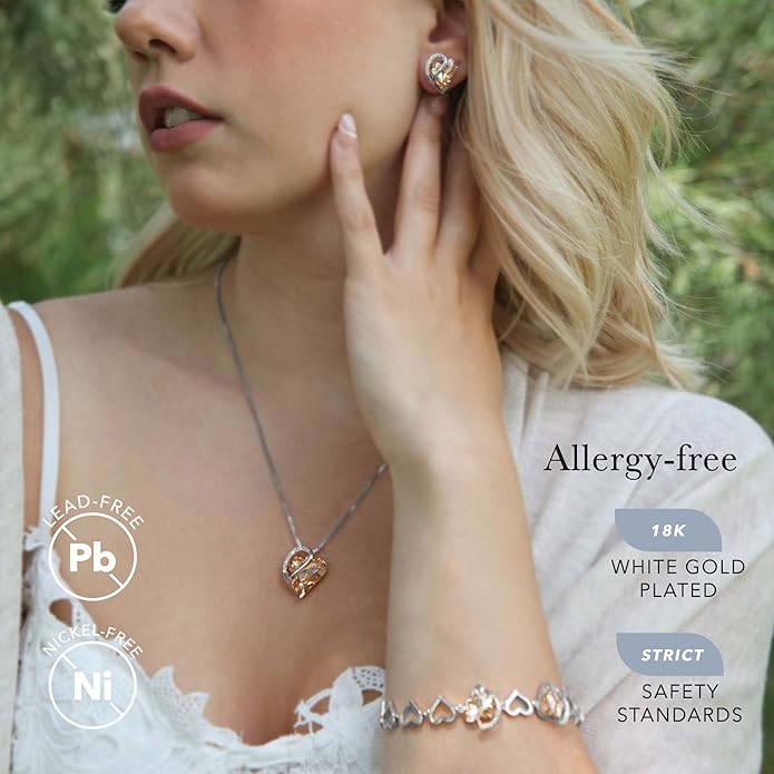 Necklaces for Women, Infinity Love Birthstone Heart Crystal Pendant, Birthday Jewelry Gifts for Her, Mom, and Wife, Silver Plated, 18 plus 2 inch Adjustable Chain