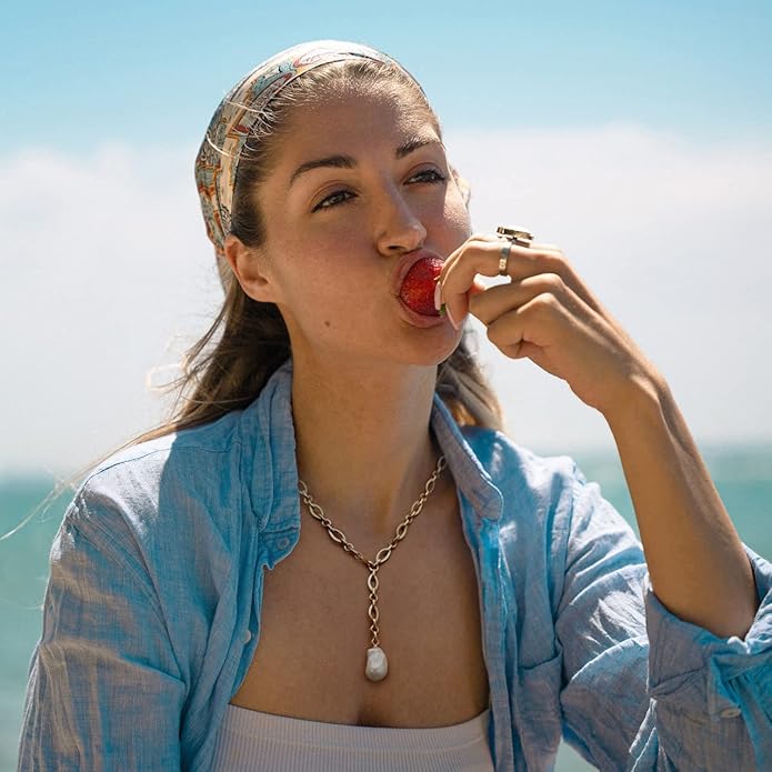 18k Gold Chain Link Necklace for Women, Baroque Pearl/Compass Pendant Necklace