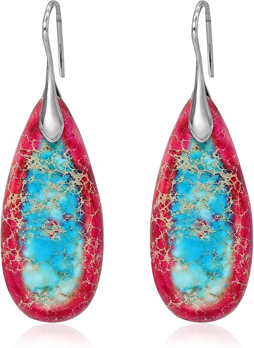 Natural Stone Earrings Waterdrop Stone Dangle Earrings for Women