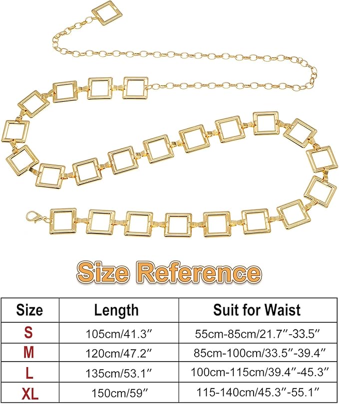Women's Chain Belt Metal Waist Belt Chunky Belly Link Belt