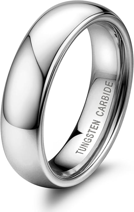 Jstyle 2mm 4mm 6mm 8mm Tungsten Rings for Men Women Hypoallergenic Wedding Band Rings Gold/Silver Domed High Polish Comfort Fit Size 6-12 Not Tarnished