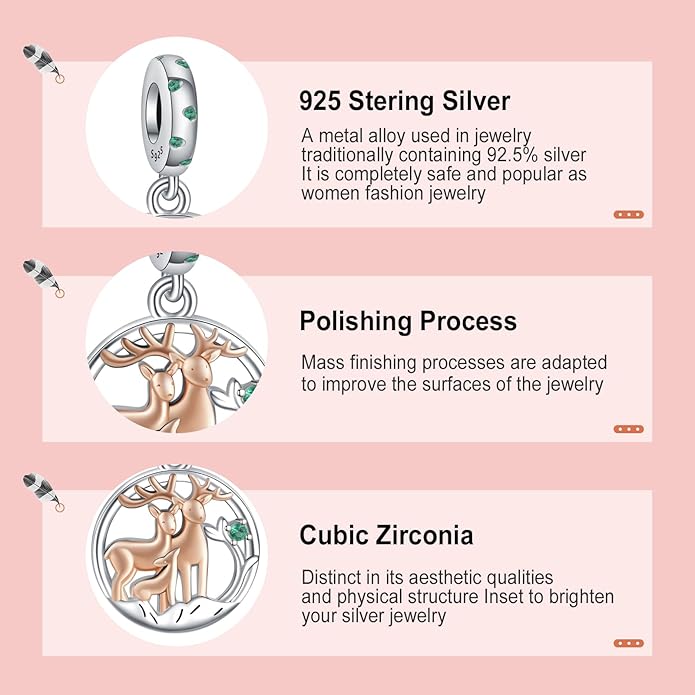 Annmors Charms for Bracelets Family Animal Safety Chains Nature Dangle for Women Bracelets & Necklace Pendant