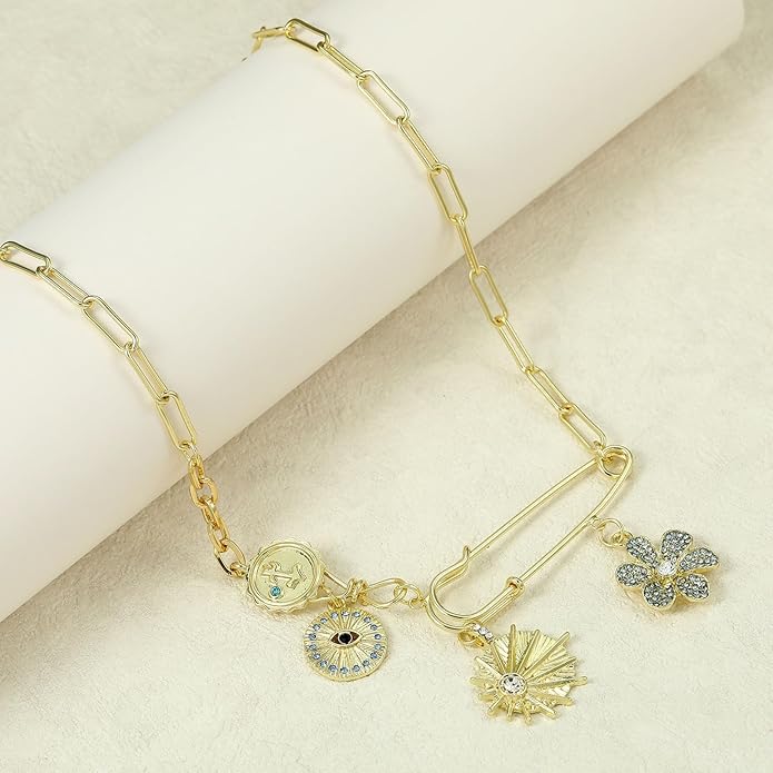 Choistily Charm Necklace Dainty Gold Western Outfit Beach Jewelry for Women Trendy Cowgirl Accessories for Women Gold Bow Sea Shell Pendant Necklace Preppy Stuff Summer Jewelry 2025