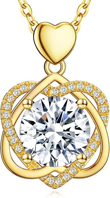 InfinityLove Heart Necklaces for Women, 5-3 Carats Moissanite, Sterling Silver Pendant Jewelry, Anniversary Birthday Gifts for Wife, Girlfriend, Daughter, Mom