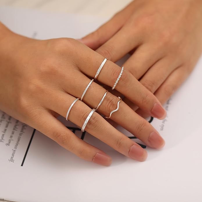 WFYOU 10 Pcs 1-2mm 18K Gold Plated Simple Rings for Women Band Knuckle Stacking Midi Rings Elegant Classic Minimalist Rings Comfort Fit