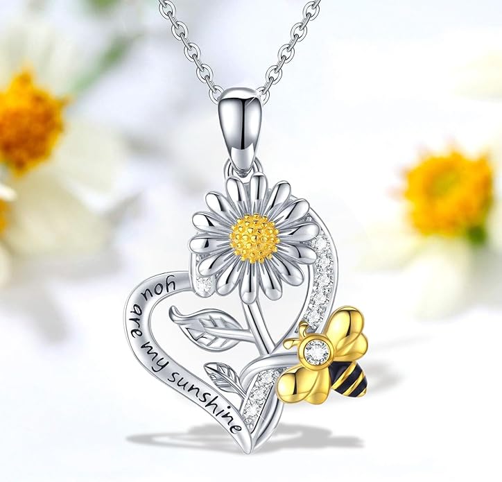 Anniversary Birthday Gifts for Women,Christmas Gifts for Women,Sunflower Necklace,18K Gold Plated You Are My Sunshine Necklace,Mothers Day Gifts for Wife,Girlfriend,Mom, Daughter,Sister