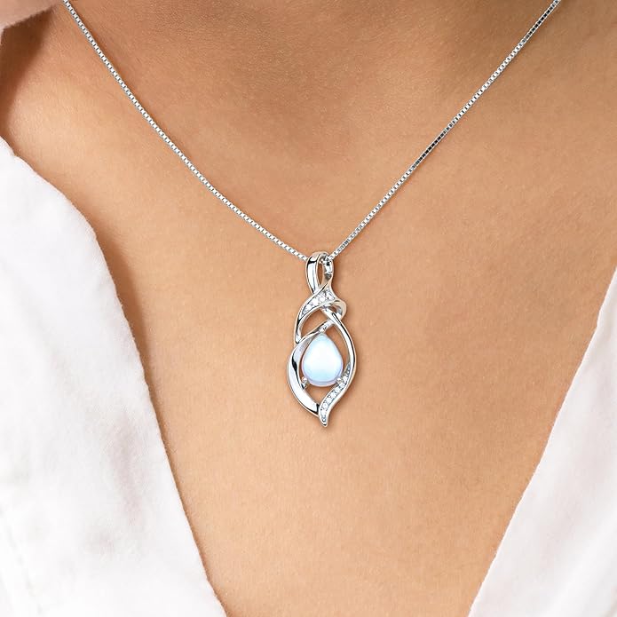 Birthstone Necklace for Women, Gemstone Sterling Silver Necklace for Girlfriend, Mom Birthday Gifts for Women, Gifts for Wife Anniversary, Christmas Gifts