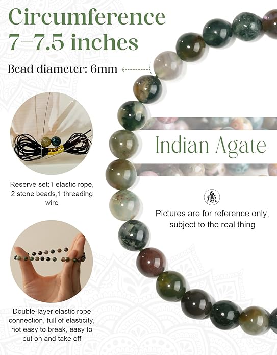 Handmade Natural Stone Beaded Stretch Bracelets,Healing Crystals Protection Bracelet,Spiritual Jewelry Gifts for Women & Men,Replacement Beads Included
