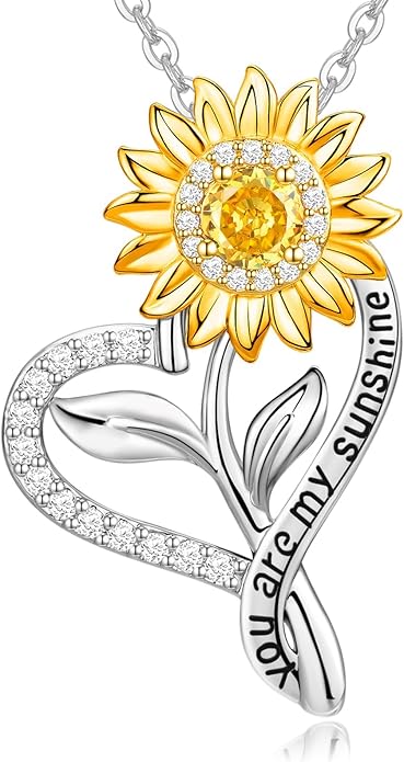 Anniversary for Gifts Women Wife, 18k Gold Plated Sunflower Necklaces for Women, Anniversary Her Gifts Birthday Gift for Wife You Are My Sunshine Woman's Jewelry Girlfriend Grandma Mom Daughter