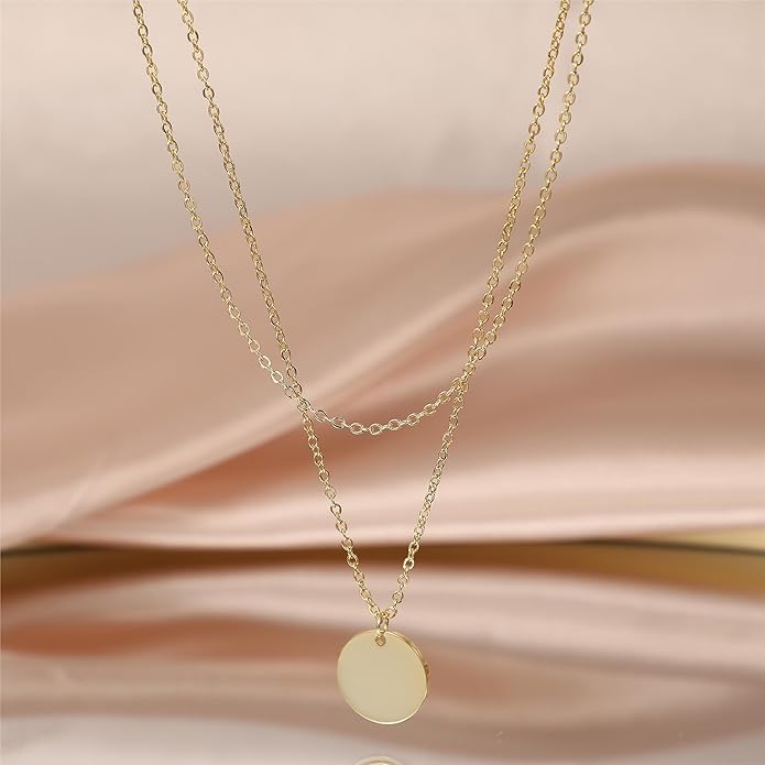 ASCOMY Layered Necklaces for Women Dainty Gold Necklace 14K Gold Plated Herringbone Necklace for Women Pearl Cross Necklace Paperclip Cuban Figaro Rope Satellite Chain Gold Choker Trendy Jewelry Gift