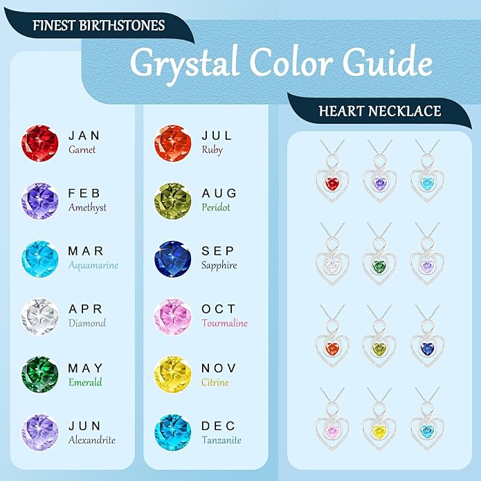 Heart Necklace for Women, 925 Silver Necklace with Infinity Heart Pendant, Personalized Birthstone Necklace Anniversary Birthday Gifts for Wife, Girlfriend, Mom