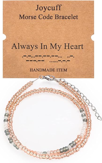 Birthday Gifts for Women Layered Morse Code Bracelets for Mom Aunt Friends Wife Her Beaded Strand Bracelet