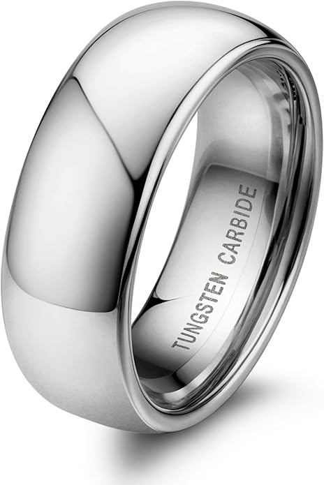 Jstyle 2mm 4mm 6mm 8mm Tungsten Rings for Men Women Hypoallergenic Wedding Band Rings Gold/Silver Domed High Polish Comfort Fit Size 6-12 Not Tarnished