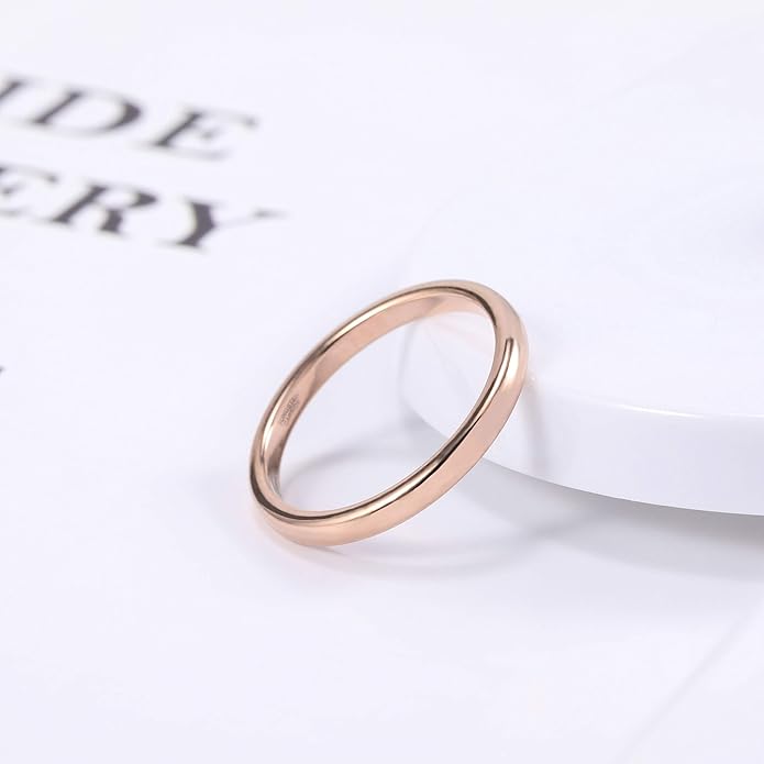 TRUMIUM 2mm 4mm 6mm 8mm Tungsten Wedding Band Ring for Men Women Gold/Rose Gold/Silver Domed High Polish Comfort Fit 4-15