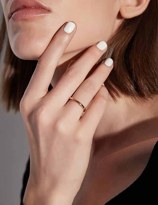 Greenpod 2mm 4mm 6mm Tungsten Wedding Bands Ring for Women Men Rose Gold/Silver/Gold/Black Polished Slim Engagement Promise Rings Comfort Fit Size 4-13