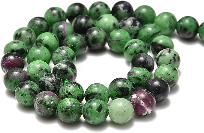45pcs 8mm Natural Ruby Zoisite Gemstone Round Spacer Loose Stone Beads for Jewelry Making 15.5" 1 Strand (Ruby Zoisite, 8mm 45Beads)