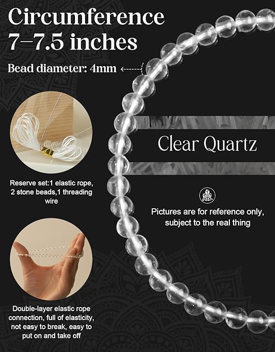 Handmade Natural Stone Beaded Stretch Bracelets,Healing Crystals Protection Bracelet,Spiritual Jewelry Gifts for Women & Men,Replacement Beads Included