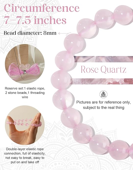 Handmade Natural Stone Beaded Stretch Bracelets,Healing Crystals Protection Bracelet,Spiritual Jewelry Gifts for Women & Men,Replacement Beads Included