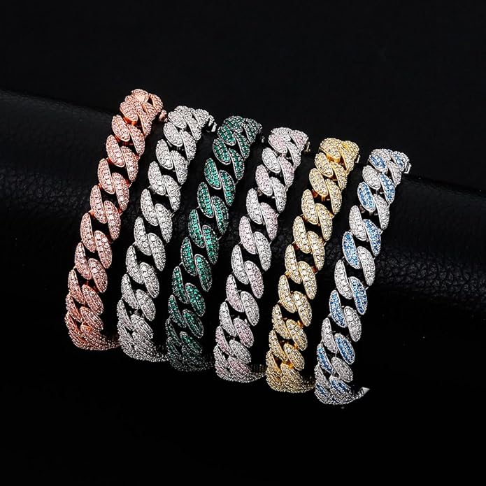 TOPGRILLZ Gold Anklets for Women Cuban Link Anklets Iced out Faux Diamond Chunky Ankle Bracelets 8mm 14K Gold Silver Plated Minimalist Fashion Foot Jewelry