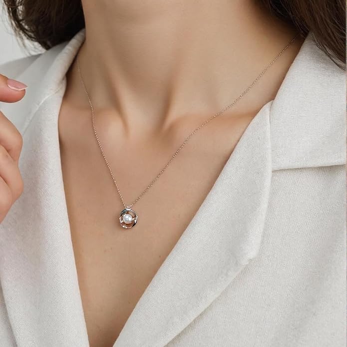 Pearl Necklaces for Women,Charm Choker Necklaces with Natural Freshwater Cultured Pearls,Dainty Pendants Necklaces Daily Wear or Fashion Gift for Women