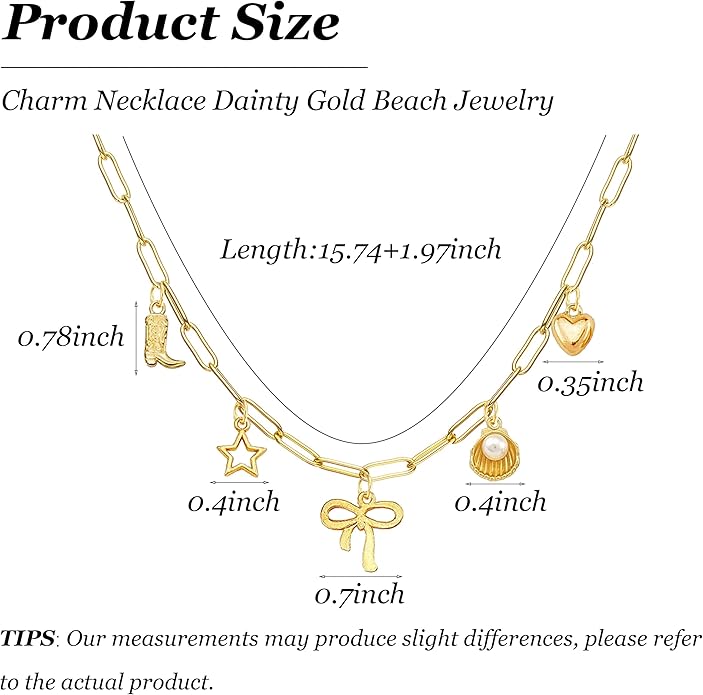 Choistily Charm Necklace Dainty Gold Western Outfit Beach Jewelry for Women Trendy Cowgirl Accessories for Women Gold Bow Sea Shell Pendant Necklace Preppy Stuff Summer Jewelry 2025