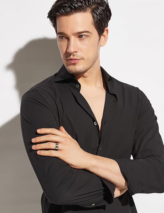 Greenpod 4MM 6MM 8MM Tungsten Carbide Engagement Ring Brushed Beveled Edge Polished Silver Wedding Band for Men Women Engraved I Love You Always & Forever Size 4-15